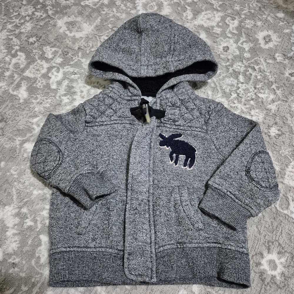 Joe Fresh Boy's Grey Moose Zip Hoodie Size 18-24M